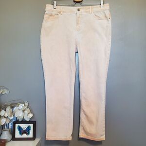 Chico's Platinum Skimmer Jeans Size 2 US Large 12 Soft Cantaloupe Orange White